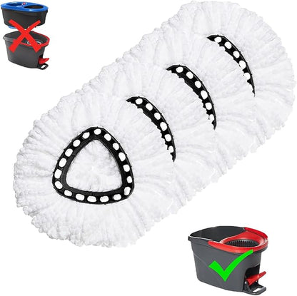 4 Pack Mop Replacement Heads for O-Ceda EasyWrin Spin Mop, Microfiber Spin Mop Refills, Easy Cleaning Mop Head Replacement