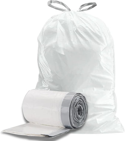 Plasticplace Custom Fit Trash Bags | Compatible with Simplehuman (x) Code N | (200 Count)│White Drawstring Garbage Liners 12-13 Gallon / 45-50 Liters│22.5" x 31.5"