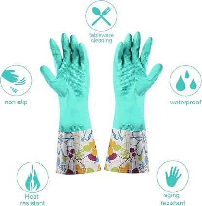 Dishwashing Rubber Gloves 3 Pairs, Aixingyun Non-Slip Household Laundry Kitchen Cleaning Gloves, Reusable PU Waterproof Latex Gloves Gift for Mom (Large, 3 Pairs)