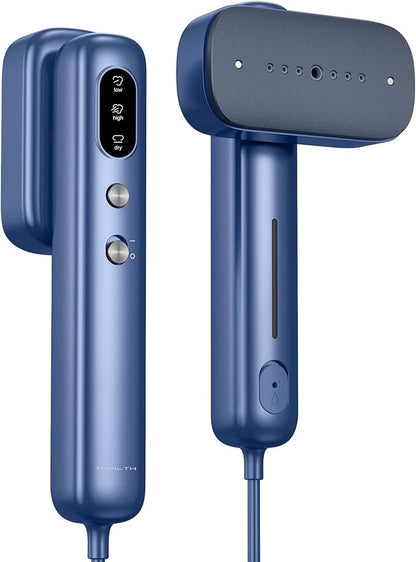 Portable Clothes Steamer Handheld for Travel, 110-230V Dual Voltage, 2in1 Mini Steamer & Iron for Clothes, 30s Fast Heat Up, Compact for Home, Office & Travel, Blue
