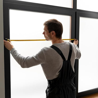 Frosted Window Privacy Film Non-Adhesive Static Cling Bathroom Decorative Stickers Heat Control UV Blocking Opaque Glass Window Coverings Film for Home Front Door Office, 23.6 Inch x 6.5 Feet