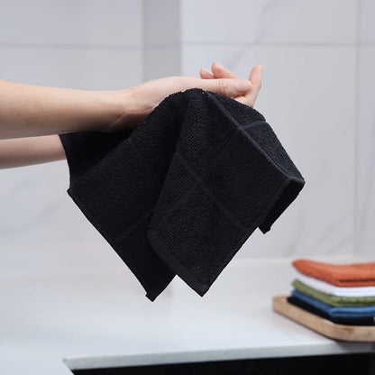 Glynniss Dishcloths Kitchen Highly Absorbent Dish Rags 100% Cotton Dish Cloths for Washing Dishes, Cleaning (Middle Blue White, 11x11)