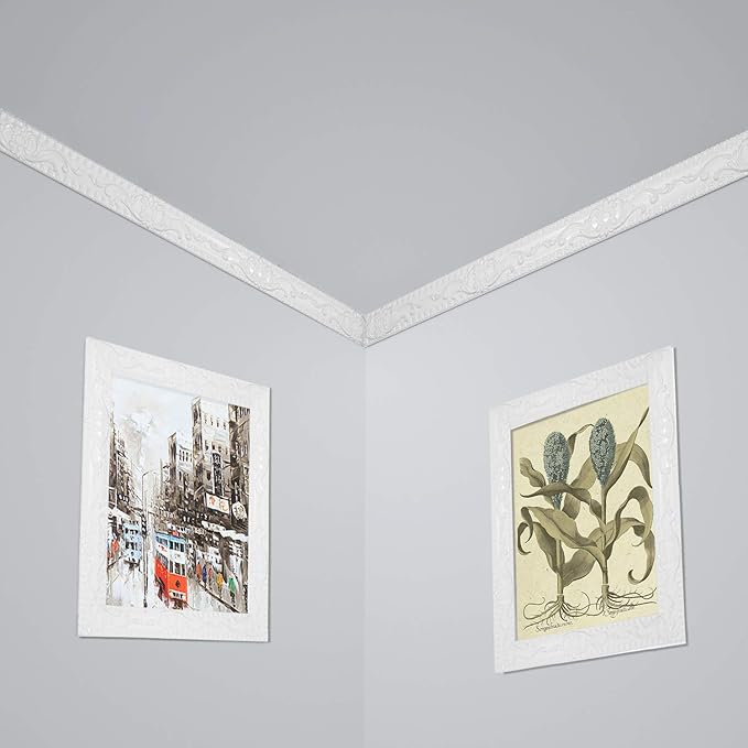 NeatiEase Flexible Molding Trim Wall Trim Self Adhesive, 16.4 Feet Peel and Stick Mirror Frame Border, Waterproof Bathroom Decor, Home Decor (White)