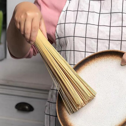 2-Pack Natural Bamboo Cleaning Brush Set Heavy Duty Wok Scrubber for Cast Iron Pans, BBQ Grills & Pots Stubborn Stain Remover, Kitchen Scrub Brush