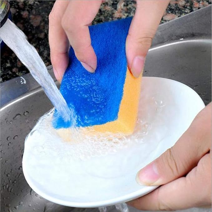10 Pack Cleaning Sponges, Durable Heavy Duty Natural Dish Sponge,Dual Sided Cellulose Nonscratch Scrub Sponges for Household Scrubbing Cookware Washing Dishwashing Kitchen Bathroom