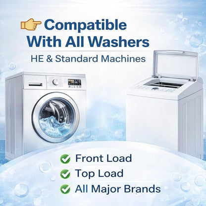 Washing Machine Cleaner Descaler Tablets 24 Pack – Deep Cleaning for HE Front Load and Top Load Washers – Septic Safe Eco Friendly Deodorizer for Drum and Tub Seal