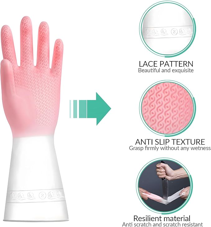1 pair Reusable Household Gloves, Rubber Dishwashing gloves,Kitchen Cleaning, Working, Painting, Gardening, Pet Care