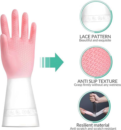 1 pair Reusable Household Gloves, Rubber Dishwashing gloves,Kitchen Cleaning, Working, Painting, Gardening, Pet Care