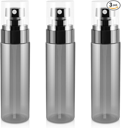 3Pack Small Spray Bottles, 3.4oz Black Plastic Fine Mist Mini Mister Bottles for Hair, Cleaning, Salons, Planting, Skin Care