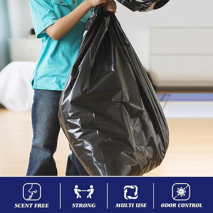 30-33 Gallon 200 Counts Large Black Trash Bags All Purpose Garbage Bags by Teivio, Large Trash Can Liners for Home, Kitchen, Office, Light Residential or Commercial Waste, Outdoor Lawn and Leaf Bags