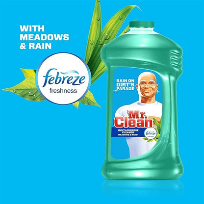 Mr. Clean Meadows and Rain Febreze Freshness Multi-Surface Cleaner 45 Fl Oz (Pack of 2) 90 Fl Oz