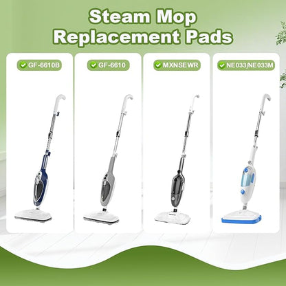 6 Packs Steam Mop Pads Compatible with GorFanty GF-6610B/GF-6610, Neugo NE033/NE033M & Mxnsewr Steam Mop, Washable & Reusable Replacement Microfiber Cloth