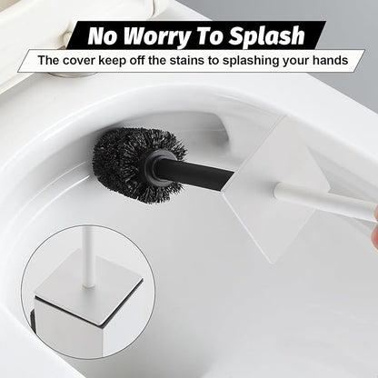 BGL Toilet Brush and Holder Set White Wall Mounted for Bathroom Square Design