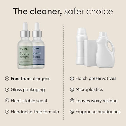 Vove Nordic Dawn Scent Drops, Jasmine Florals Vetiver - Laundry Fragrance Oil with Glass Dropper, Scent Booster, Pairs with Dryer Balls, Hypoallergenic, Biodegradable Musk, FSC-Certified Packaging