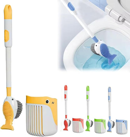 Suction Cup Toilet Brush Set, 2025 Wall-Mounted Toilet Cleaner with Built-in Liquid Dispenser & Quick-Dry Holder, Touch Free, Space-Saving Hygienic Bathroom Organizer for Home,RV,Boat (Yellow)