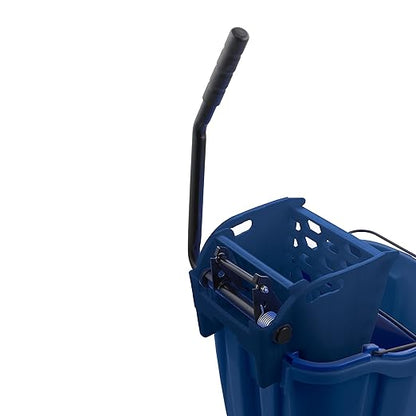 Carlisle FoodService Products Omnifit Mop Bucket with Side Press Wringer and Soiled Water Insert for Floor Cleaning, Kitchens, Restaurants, And Janitorial Use, Polypropylene (Pp), 35 Quarts, Blue