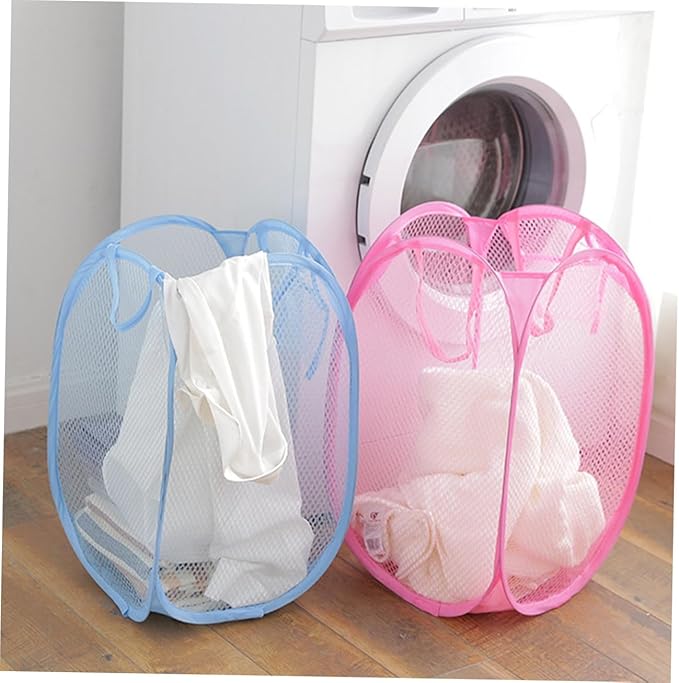 Fine Mesh Laundry Basket with Handles Nylon Dirty Clothes Storage Bin for Bedroom Dorm Bathroom Use Lightweight and Portable Organizer for Shoes and Blankets Random Random Color