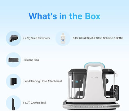 Portable Carpet & Upholstery Spot Cleaner, Compact Strong-Suction Machine with Scrubbing Brush, Removes Pet Stains, Spills & Dirt from Furniture, Stairs, Rugs, Mattresses & Car Interiors