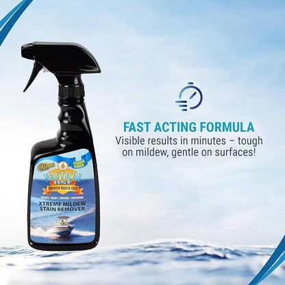 Nautical One - Xtreme Mildew Stain Remover | Powerful Marine Mold and Mildew Stain Remover, Non-Bleach Spray for Boat Interior & Exterior (22 oz)