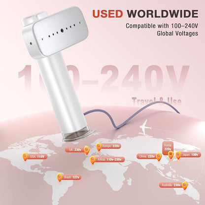 Steamer for Clothes, 2-in-1 Portable Handheld Garment Steamer, Dual Voltage 100-240V, 15s Fast Heat-Up, 90ml Water Tank, Lightweight Portable Garment Steamer, Powerful Wrinkle Remover for Travel/Home