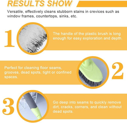 Cabilock Floor Scrub Brush with Long Handle, Hard Bristle Tile and Bathtub Cleaner for Deep Bathroom, Kitchen, and Carpet Cleaning, Yellow Plastic Shower and Toilet Scrubber