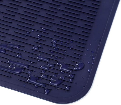 MicoYang Silicone Dish Drying Mat for Multiple Usage,Easy clean,Eco-friendly,Heat-resistant Silicone Mat for Kitchen Counter or Sink,Refrigerator or Drawer Liner Navy Blue 2XL 24 inches x 18 inches