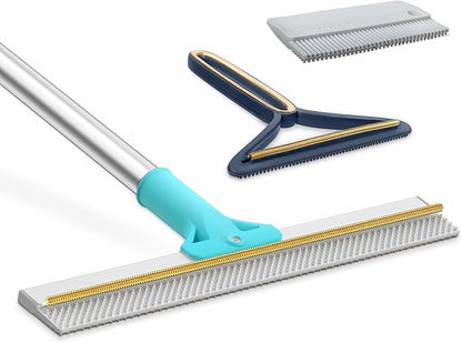 Carpet Rake for Pet Hair Removal, 54"Adjustable Handle Pet Hair Removal Carpet Brush Scraper, Pet Hair Removal Broom Tool for Carpet, Reusable Dog Cat Fur Remover, Pet Fur Cleaner for Rugs, Mats