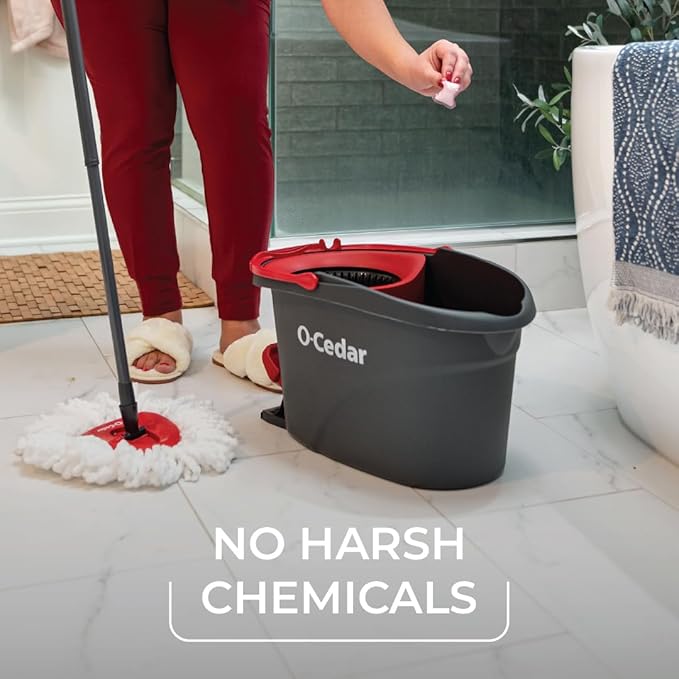 O-Cedar EasyWring Microfiber Spin Mop & Bucket Floor Cleaning System + 2 Extra Mop Head Replacements with Lavender Pac (Variety Pack)