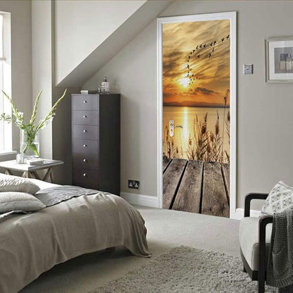 3D Peel and Stick Door Stickers Murals - PIER Wallpaper Self-Adhesive Decals Removable PVC Waterproof Poster for Bedroom Living Room 31.5" x 78.7"