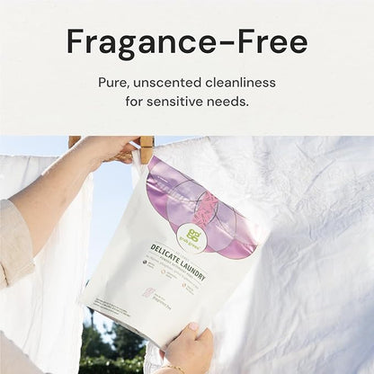 Grab Green Delicate Laundry Detergent Pods, 60 Count, Fragrance Free, Plant and Mineral Based, Gently Cleans, Eliminates Stains, Ideal for Fine Fabrics, Packaging may vary