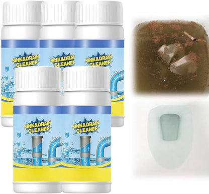 2026 New Multi Functional Drain Cleaner Powder Quick Foaming Clog Remover Heavy Duty Sink Cleaning Powder for Kitchen Bathroom Shower Toilet Sewer Pipe Dirt Build Up Removal (5 PCS)