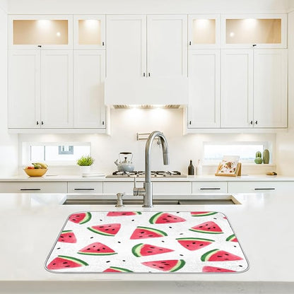 Honeybaby Dish Drying Mat Watermelon Cute Print Dish Drying Mats for Kitchen Counter Absorbent Kitchen Drying Mat Dish Rack Mat 18x24 inches
