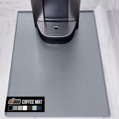 GORILLA GRIP Silicone Coffee Mat, 15x23, Espresso Machine Bar Accessories, Keep Kitchen Counters Clean, Stays in Place, Waterproof and Heat Resistant Dish Drying Mats, Home Decor Essentials, Gray