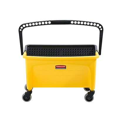Rubbermaid Commercial Products HYGEN Microfiber Mop Bucket with Press Wringer, 26", Yellow, for Janitorial/Professional Cleaners and Heavy-Duty Industrial Mopping/Wringing/Cleaning