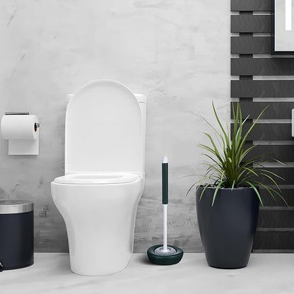 KICHOUSE Silicone Toilet Brush and Holder Set with Base Green Bathroom Toilet Cleaning Brush Cleaning Accessories for Bathroom Maintenance