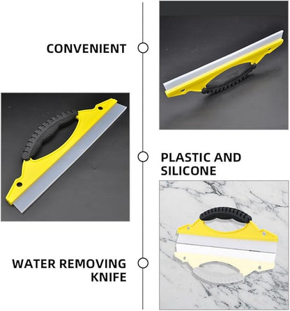 NUOBESTY 2pcs Soft Rubber Window Squeegee with Ergonomic Handle, Small Bow-Shaped Shower Glass and Mirror Cleaner for Bathroom and Car Paint Surfaces, Yellow