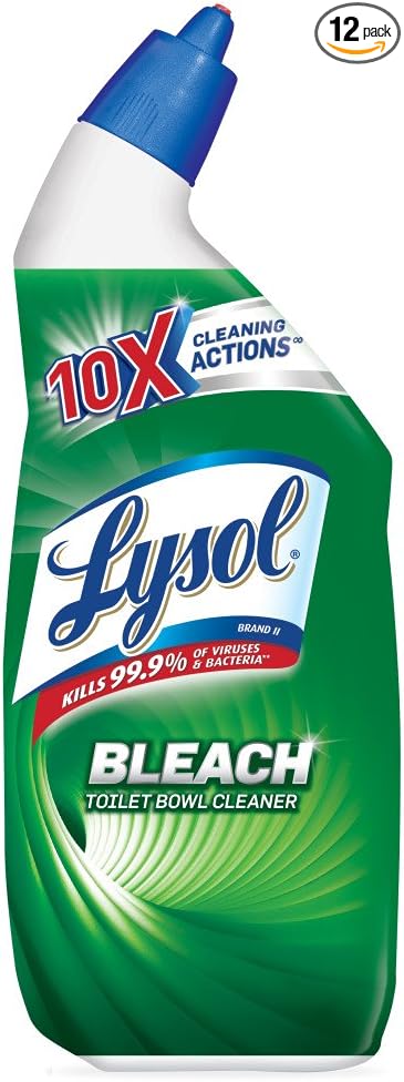 Lysol Power Toilet Bowl Cleaner, Bleach, 24oz, Pack of 12