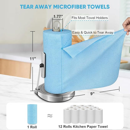 AIDEA Microfiber Cleaning Cloth Roll 165 Sheets(3 Roll), Tear Away Microfiber Towels, Reusable Paper Towels, Washable Shop Rags, Scratch Free, Absorbent Dish Rags for Car, Home, Shop, 11" x 9"