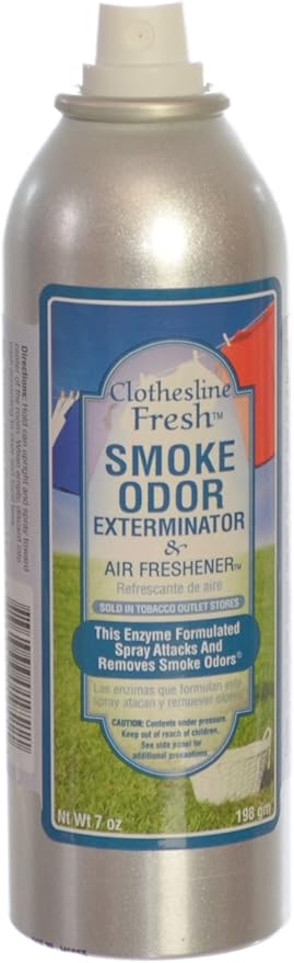 Smoke Odor Exterminator Removes Cigar/Cigarette/Pipe/Tobacco Smells 7oz Spray Air Freshener, Clothesline Fresh (4-Pack)