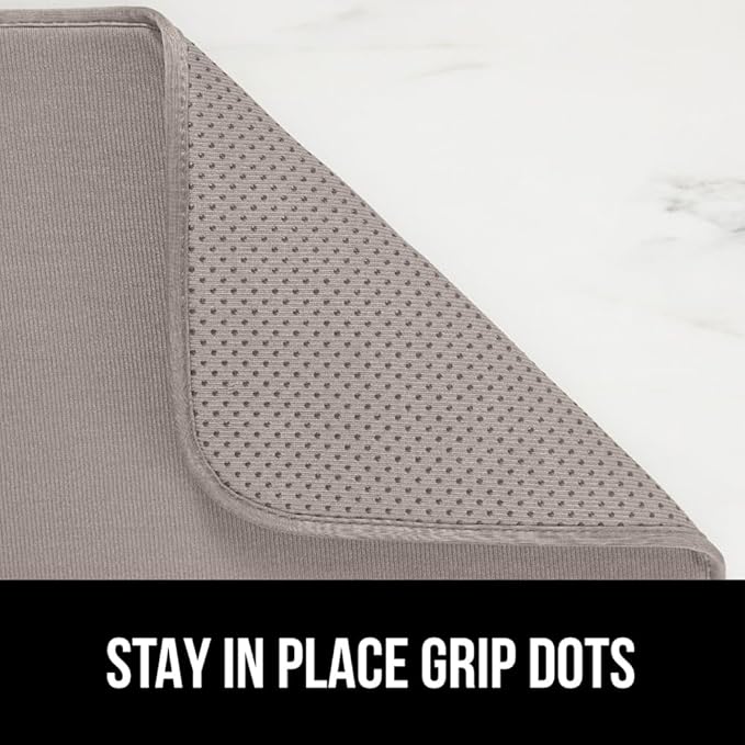 GORILLA GRIP Ultra Water Absorbent Microfiber Dish Drying Mat, 18x24, Quick Dry Thick Mesh, Slip Resistant Pad for Sink Dishes or Under Rack, Kitchen Counter Accessories, Machine Wash, 2 Pack Almond