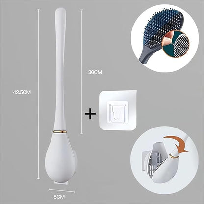New Upgrade Silicone Toilet Brush and Holder Set,Toilet Bowl Cleaner Brush, Toilet Wand Cleaning Kit Wall Mounted, Discreet Bathroom Cleaning Brush,Bathroom Cleaning Supplies