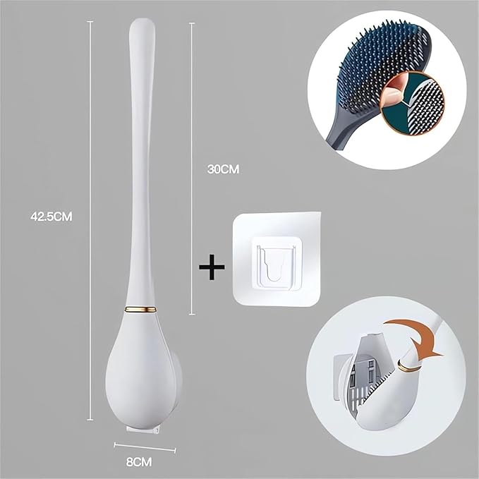 New Upgrade Silicone Toilet Brush and Holder Set,Toilet Bowl Cleaner Brush, Toilet Wand Cleaning Kit Wall Mounted, Discreet Bathroom Cleaning Brush,Bathroom Cleaning Supplies
