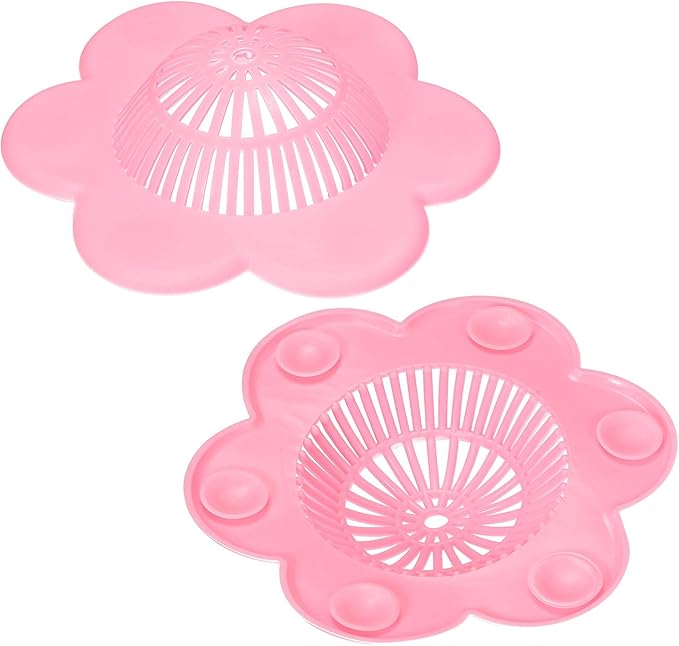 uxcell Kitchen Sink Strainer, Silicone Sink Disposal Stopper Flexible Drain Sieve Hair Catcher Pink 2pcs