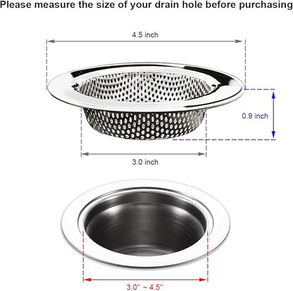 Seatery 2PCS Kitchen Sink Strainers, Sink Drain Basket Strainer, 4.5 Inch Stainless Steel Food Scraps Catcher, Must Have Kitchen Sink Accessories