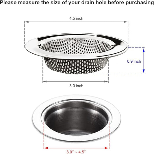 Seatery 2PCS Kitchen Sink Strainers, Sink Drain Basket Strainer, 4.5 Inch Stainless Steel Food Scraps Catcher, Must Have Kitchen Sink Accessories