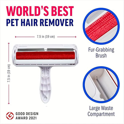 Pet Hair Remover and Reusable Lint Roller - Cat and Dog Hair Remover for Furniture, Couch, Carpet and Bedding - Portable, Multi-Surface Fur Removal Tool