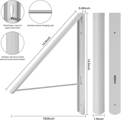 Retractable Clothes Drying Rack Wall Mounted, Foldable Space-Saving Hanger for Laundry Room/Bathroom/RV - Stainless Steel/Aluminum (White)