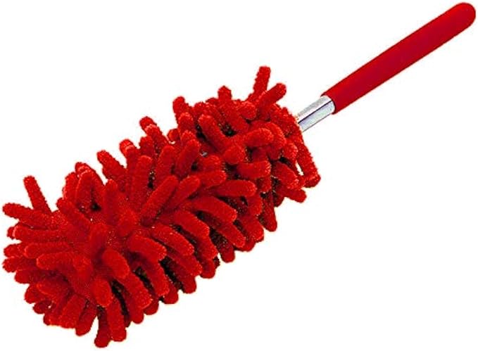 Microfiber Mini Duster Cleaning Brush Dust Cleaner Hand Duster Extendable Handle Soft Fans for Indoor Home Ceiling Cleaning (Red)