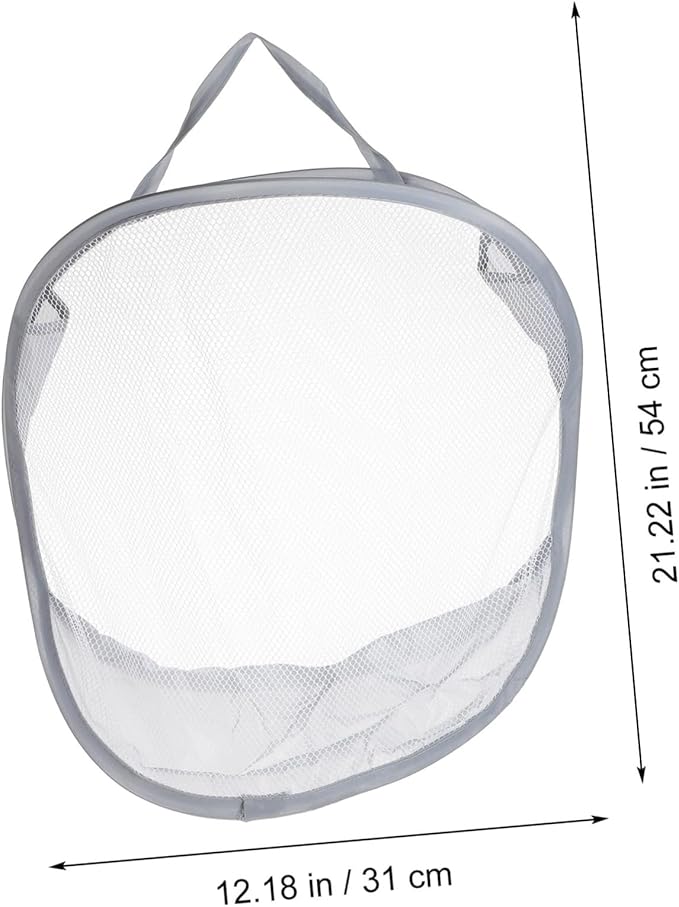 CHILDWEET 1pc Wall Hanging Laundry Bag Foldable Storage Basket for Bathroom Lightweight Organizer for Clothes Toys and Towels Gray