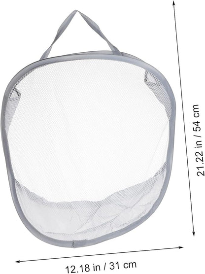 CHILDWEET 1pc Wall Hanging Laundry Bag Foldable Storage Basket for Bathroom Lightweight Organizer for Clothes Toys and Towels Gray